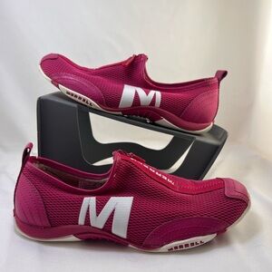 Merrell Performance Sneakers Women's 7 Pink Mesh Slip On Zip Up Shoes
